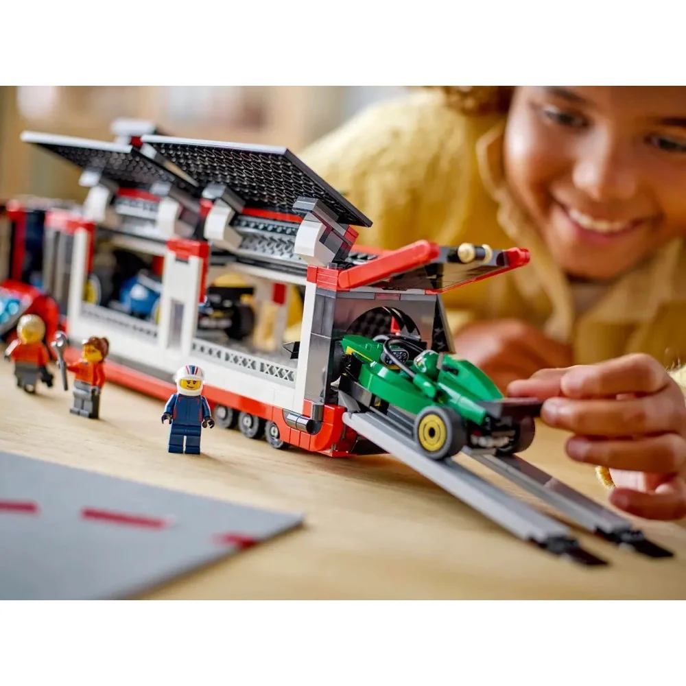 LEGO 60445 City F1 Truck with Red Bull & Aston Martin F1 Cars - Image 10