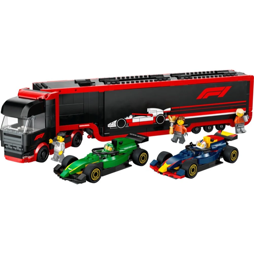 LEGO 60445 City F1 Truck with Red Bull & Aston Martin F1 Cars - Image 2