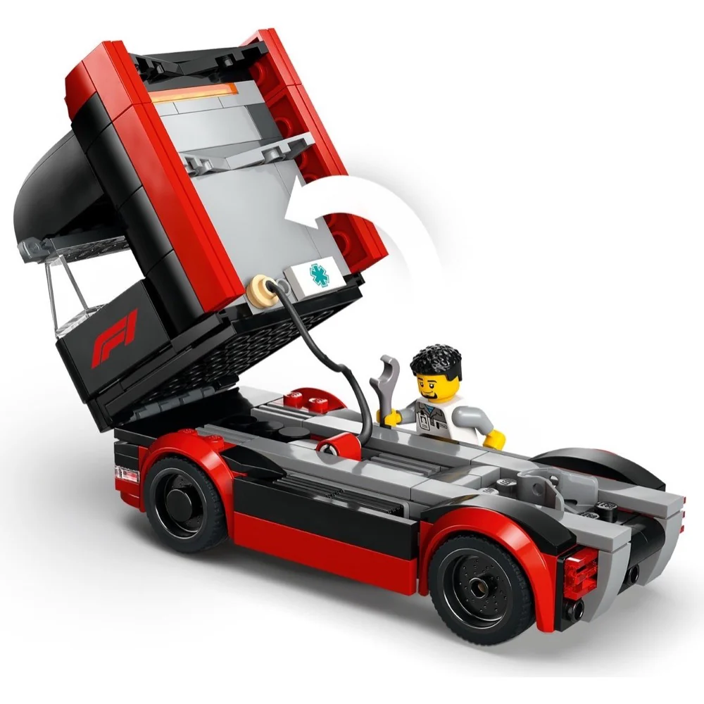 LEGO 60445 City F1 Truck with Red Bull & Aston Martin F1 Cars - Image 4