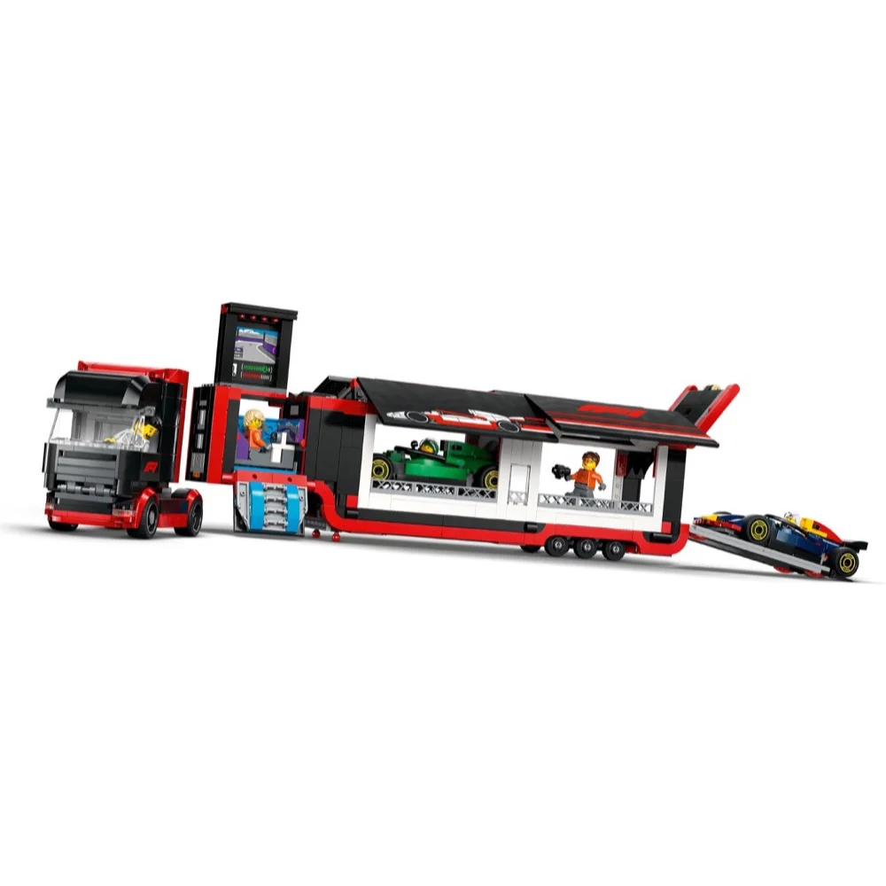 LEGO 60445 City F1 Truck with Red Bull & Aston Martin F1 Cars - Image 5