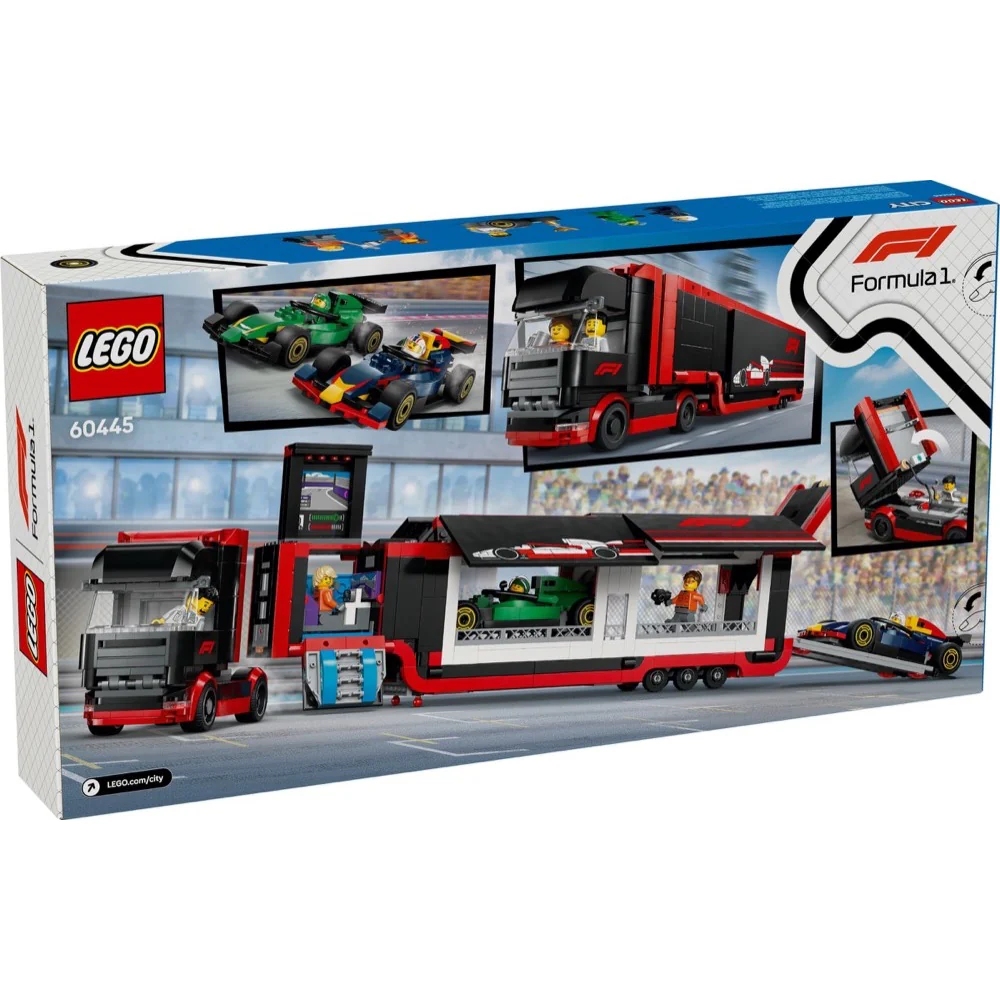 LEGO 60445 City F1 Truck with Red Bull & Aston Martin F1 Cars - Image 8