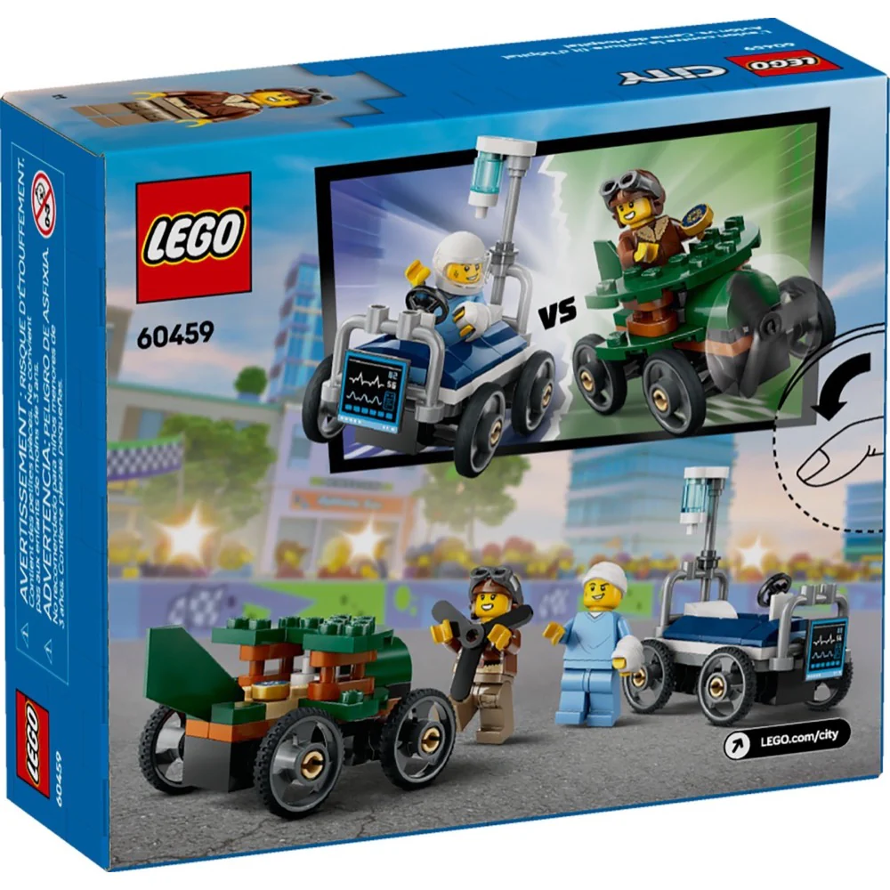 LEGO 60459 City Airplane vs. Hospital Bed Race Car Pack - Image 8
