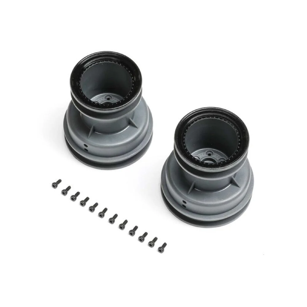 Losi LOS-2059 MT Wheel Black Beadlock Lt Grey 2pcs Mini LMT Megalodon