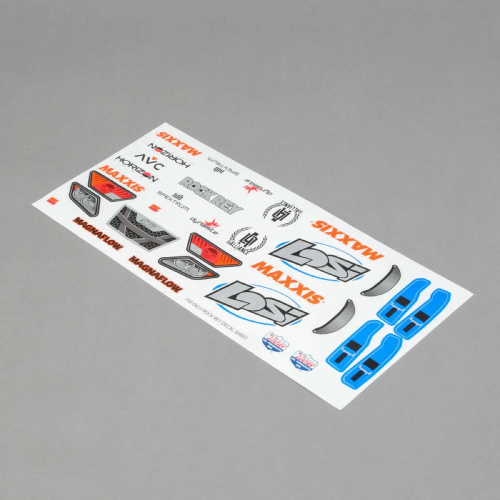 Losi LOS239002 Electric Blue Decal Sheet- Rock Rey