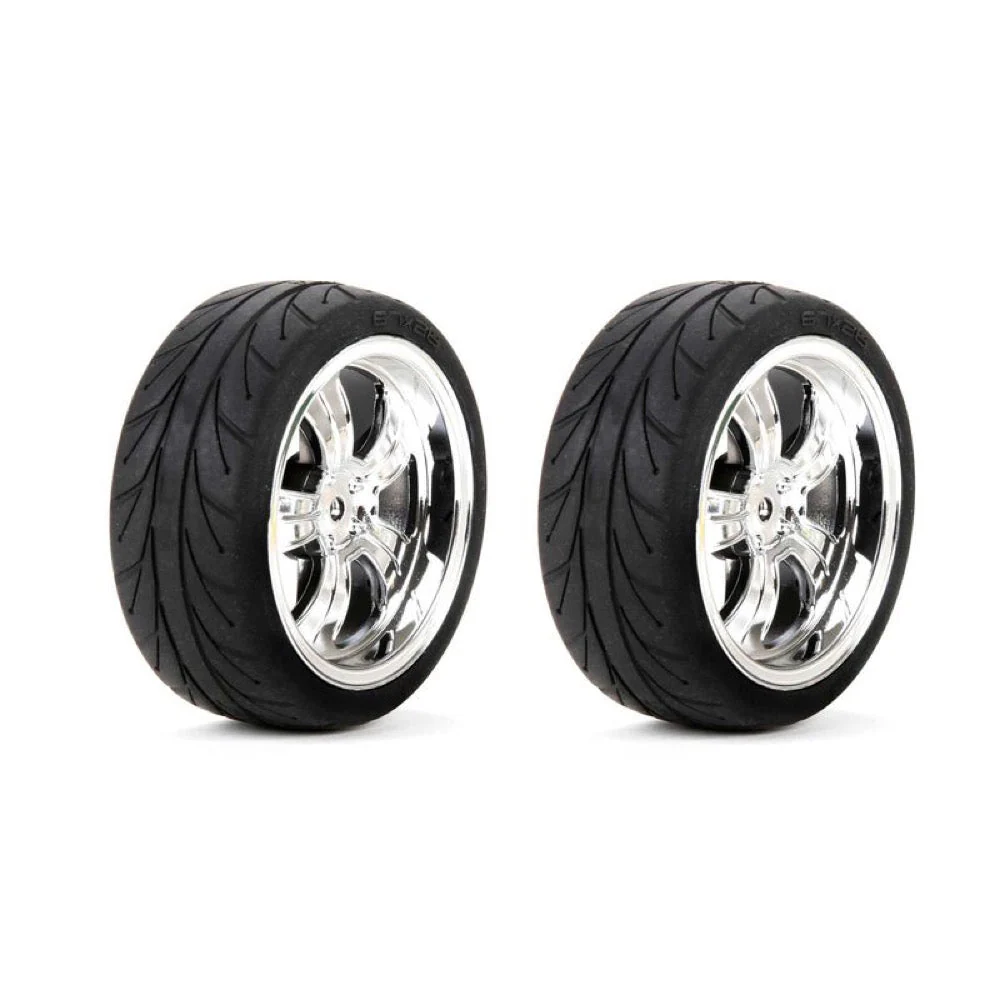 Losi LOS43038 Mounted FR 5-Spoke Wheel/Tyre 54x26mm Chrome 2pcs