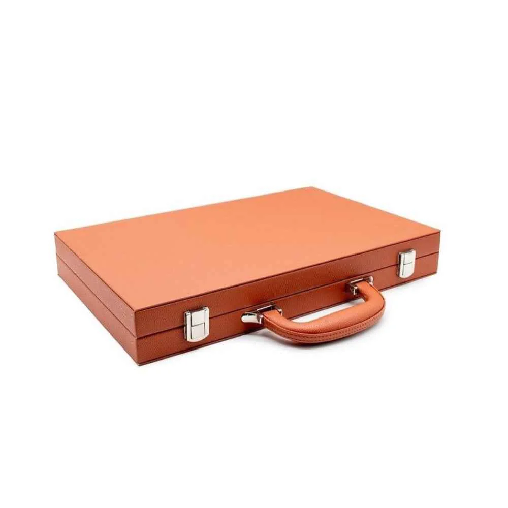 LPG Classics Leather Backgammon Set Brown - Image 2