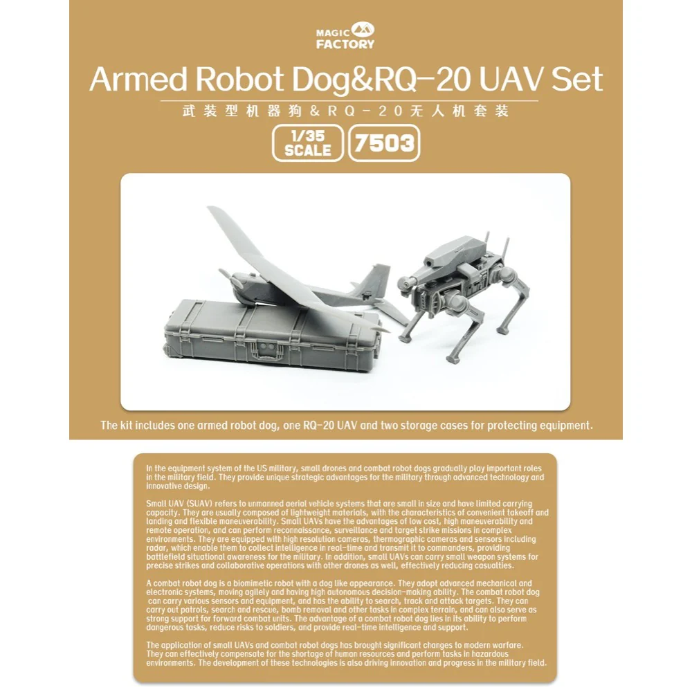 Magic Factory 7503 1/35 Armed Robot Dog & RQ-20 UAV Set - Image 6
