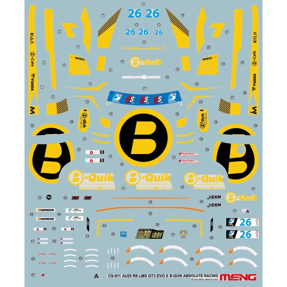 Meng CS-011 1/24 Audi R8 LMS GT3 EVO II B-Quik Absolute Racing - Image 3