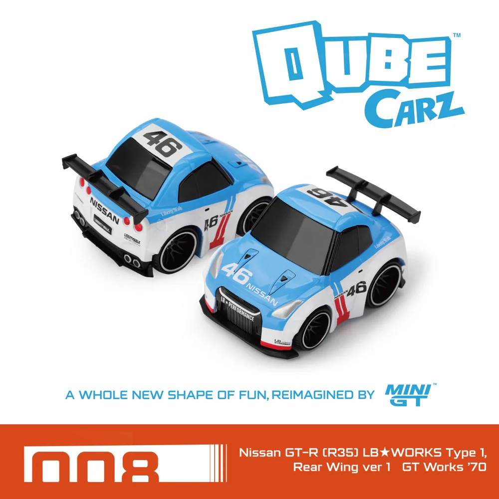 Mini GT QZ00204-BL Qube Carz Nissan GT-R (R35) LB WorksType 1 Rear Wing ver 1 GT Works ’70 - Image 2