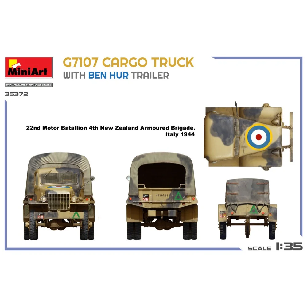 Miniart 35372 G7107 1.5T 4X4 Cargo Truck With Trailer - Image 5