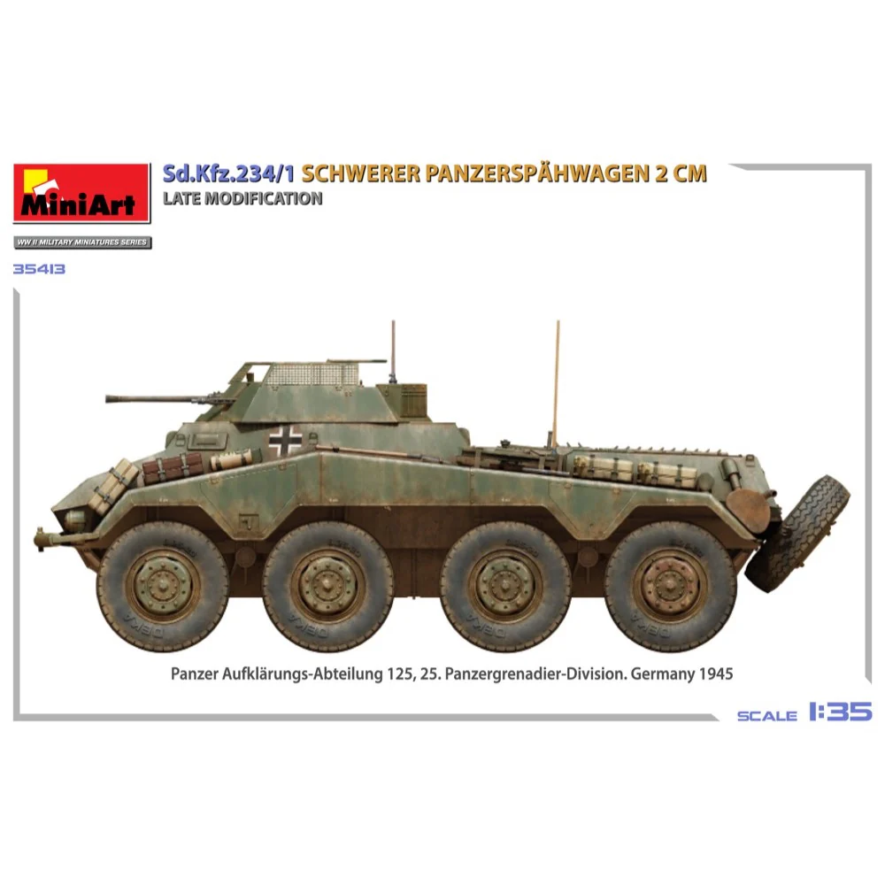 MiniArt 35413 1/35 Sd.Kfz.234/1 Schwerer Panzerspähwagen (2 cm). Late Mod - Image 6