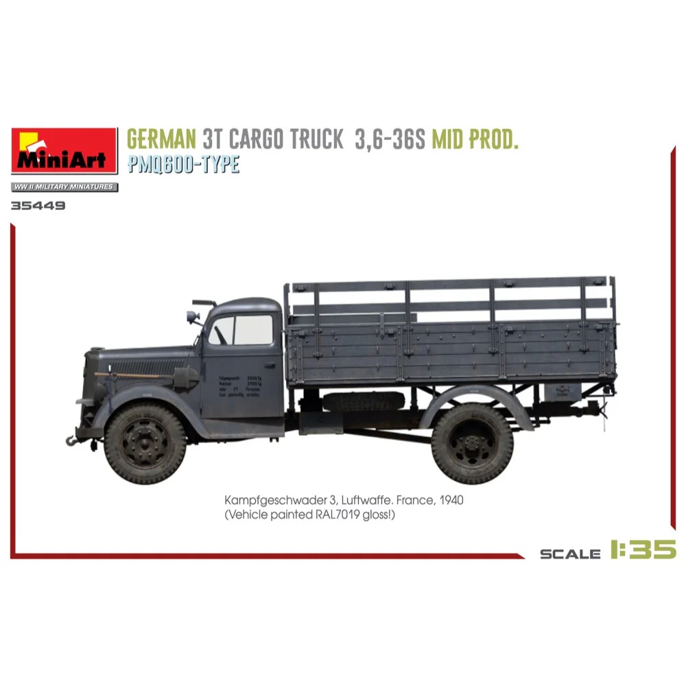 MiniArt 35449 1/35 German 3T Cargo Truck 3,6-36S Mid Production. PMQ600-Type - Image 11
