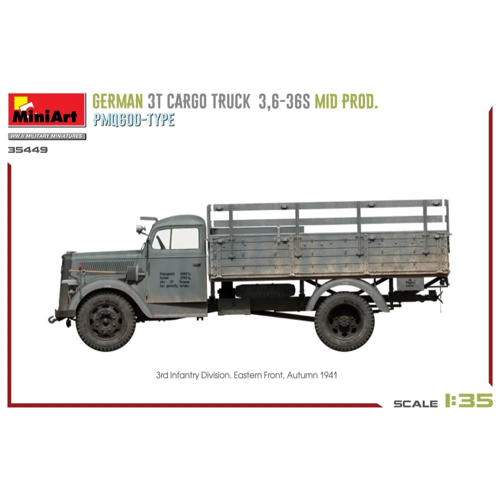 MiniArt 35449 1/35 German 3T Cargo Truck 3,6-36S Mid Production. PMQ600-Type - Image 13