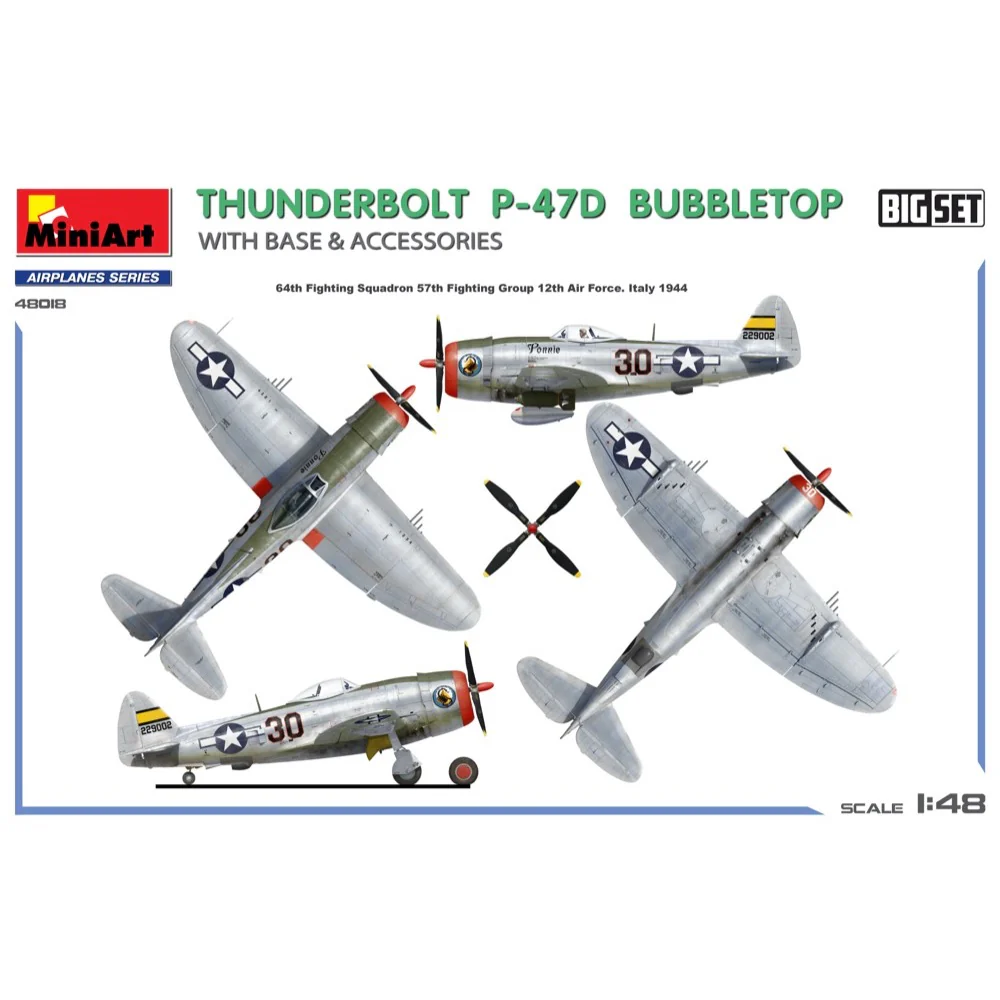 MiniArt 48018 1/48 Thunderbolt P-47D Bubble Top with Base & Accessories Big set - Image 2