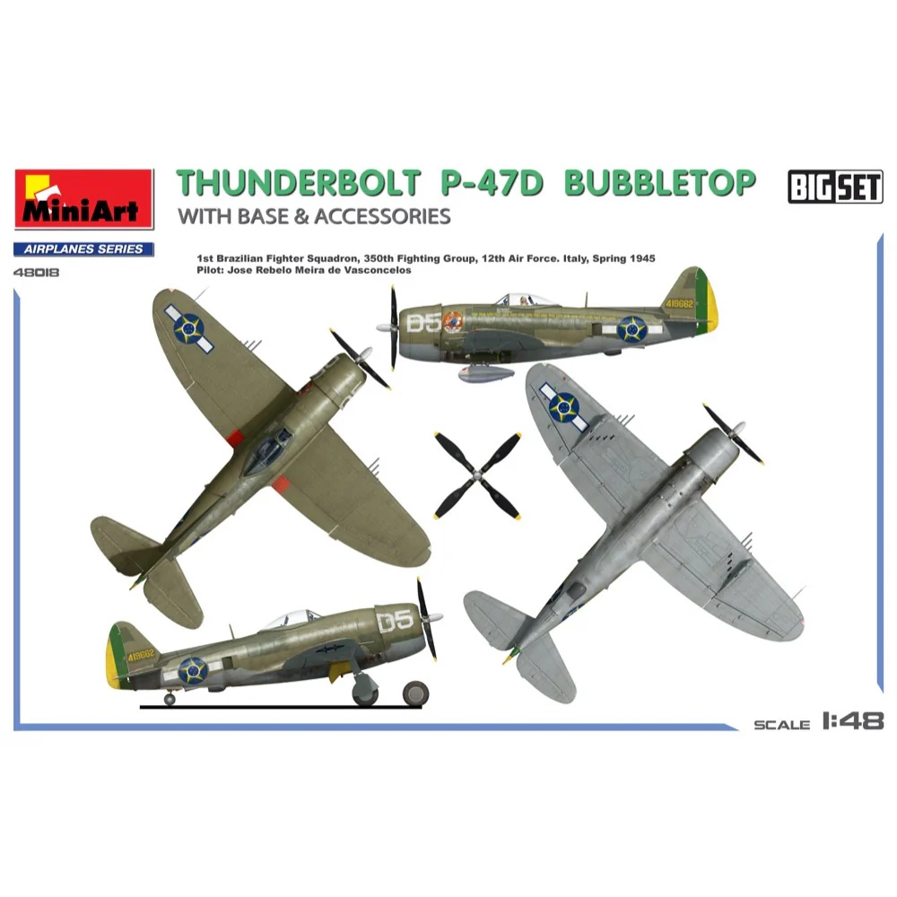 MiniArt 48018 1/48 Thunderbolt P-47D Bubble Top with Base & Accessories Big set - Image 4
