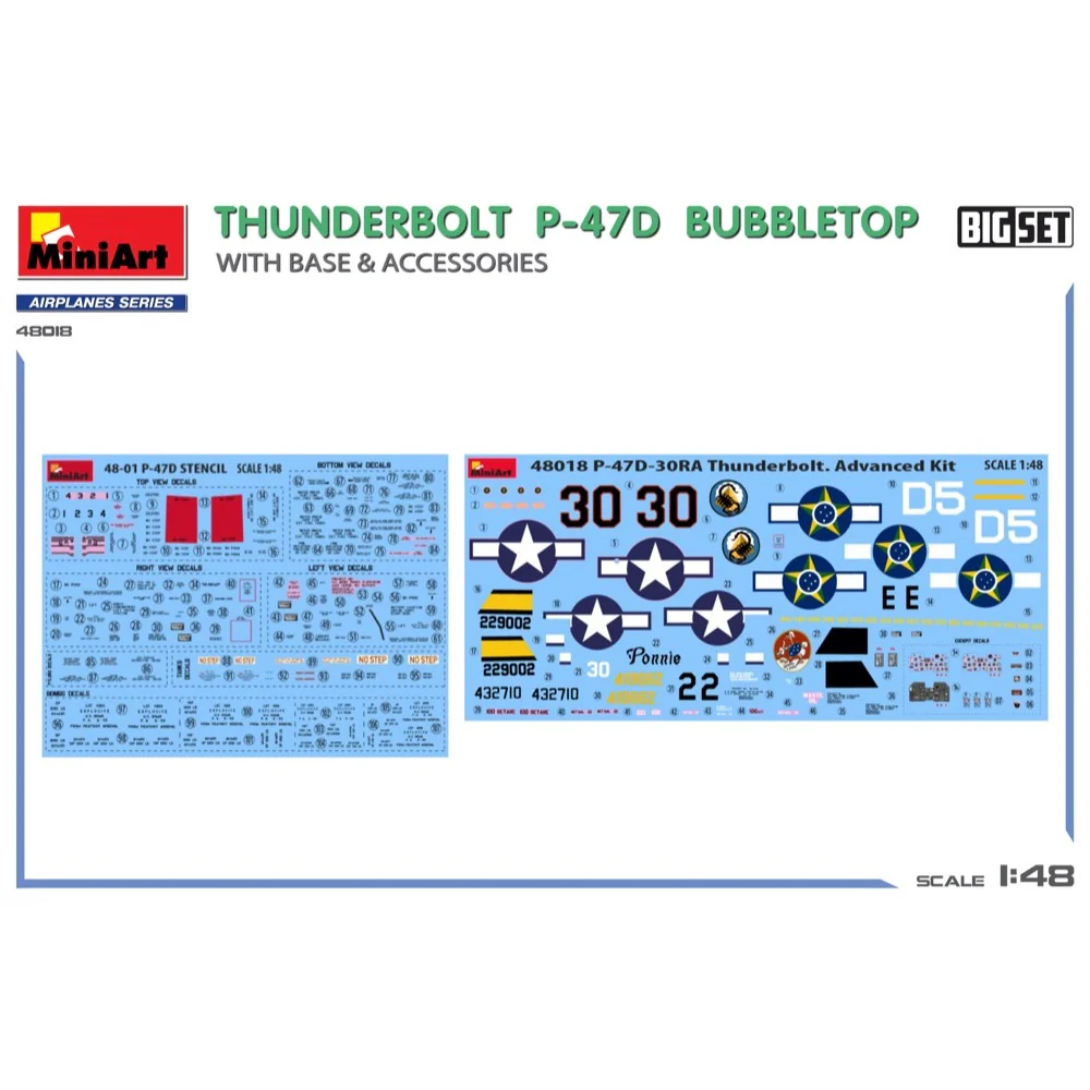 MiniArt 48018 1/48 Thunderbolt P-47D Bubble Top with Base & Accessories Big set - Image 5