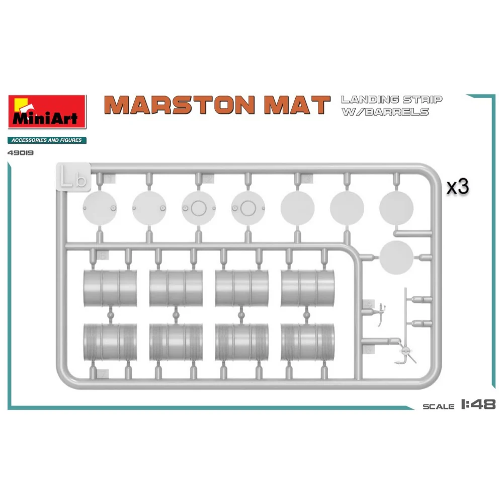 MiniArt 49019 1/48 Marston Mat Landing Strip w/Barrels - Image 3