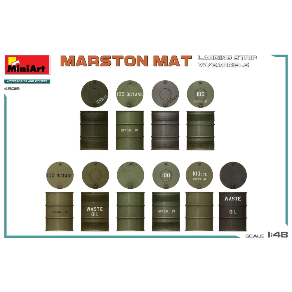 MiniArt 49019 1/48 Marston Mat Landing Strip w/Barrels - Image 5