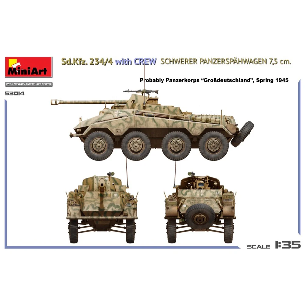 MiniArt 53014 1/35 Sd.Kfz. 234/4 w/CREW Schwerer Panzerspähwagen 7,5 cm. - Image 4