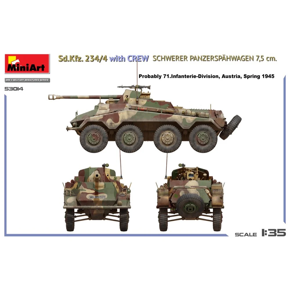 MiniArt 53014 1/35 Sd.Kfz. 234/4 w/CREW Schwerer Panzerspähwagen 7,5 cm. - Image 5