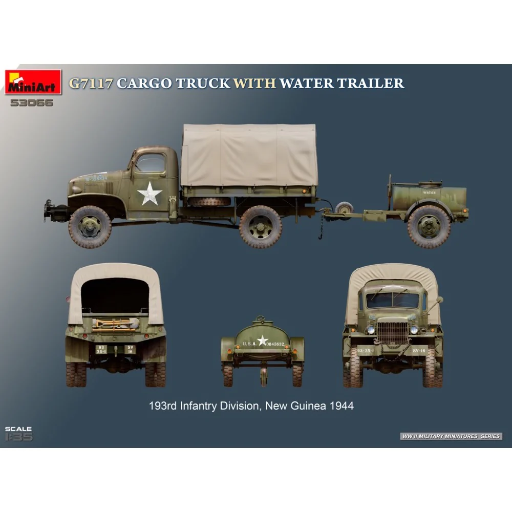 Miniart 53066 1/35 G7117 Cargo Truck With Water Trailer - Image 3