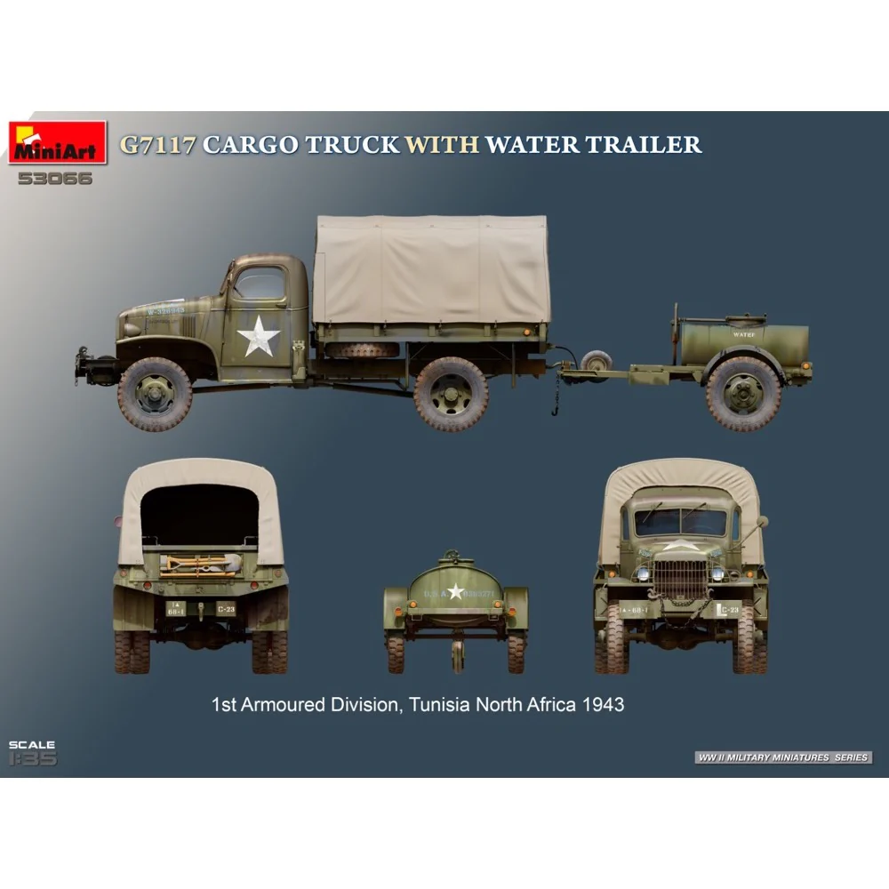 Miniart 53066 1/35 G7117 Cargo Truck With Water Trailer - Image 4