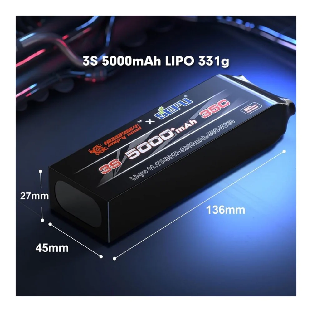 MJX B3S50P 11.1V 5000mAh 35C Angry Snail LiPo Battery 3S - Image 2