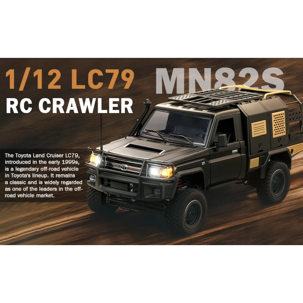 MN Model 1/12 Toyota LC79 4WD RC Crawler RTR (Black) - Image 14