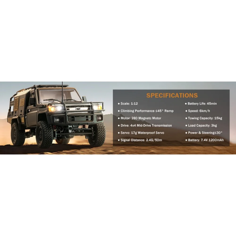 MN Model 1/12 Toyota LC79 4WD RC Crawler RTR (Grey) - Image 13