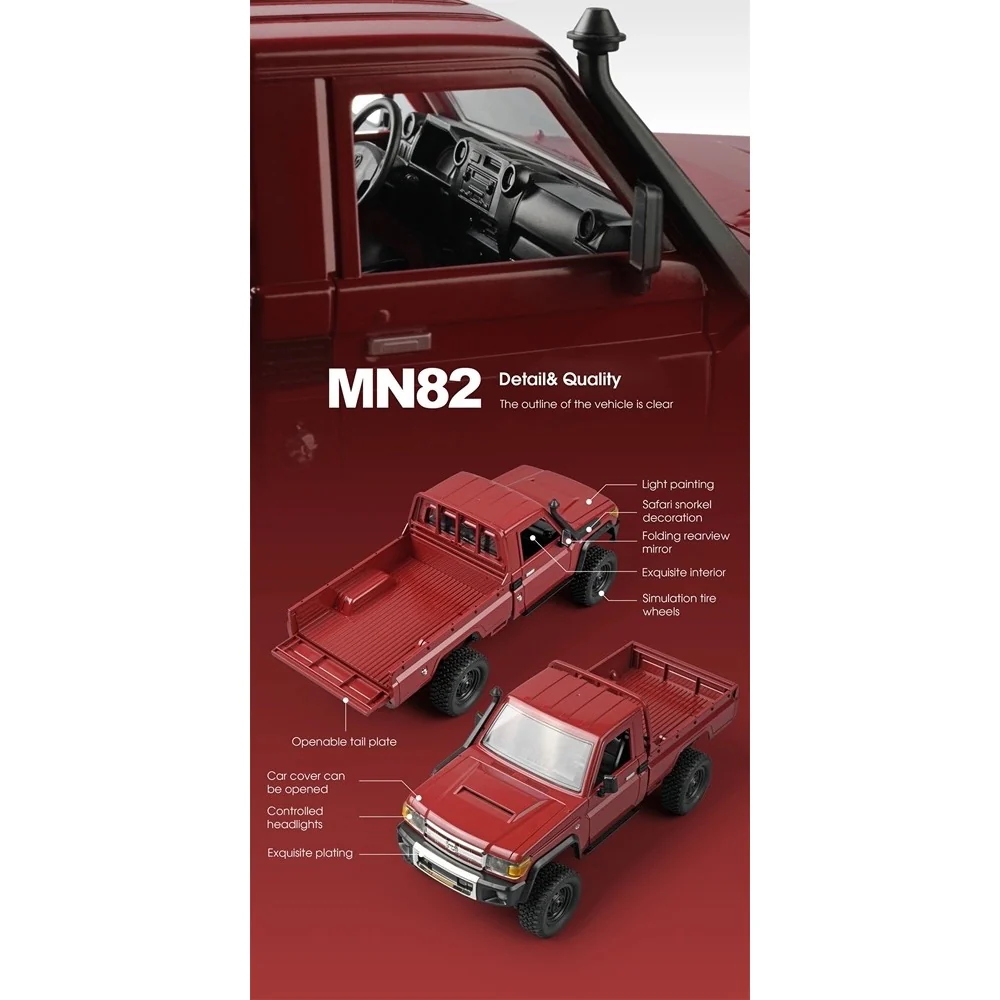 MN Model 1/12 Toyota LC79 4WD RC Crawler RTR (Yellow) - Image 6