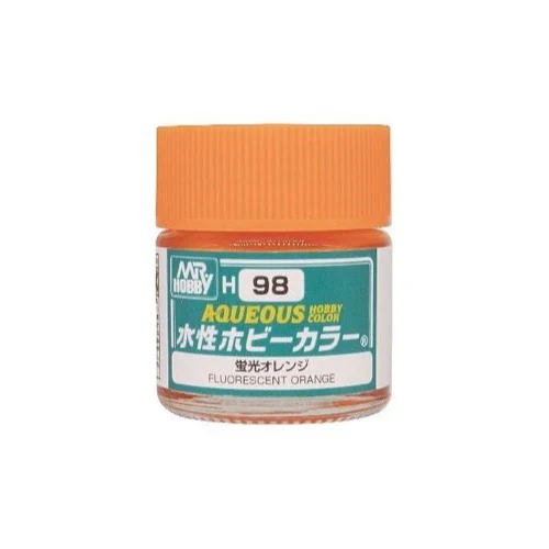 Mr Hobby (Gunze) H098 Aqueous Fluorescent Orange Acrylic Paint 10ml