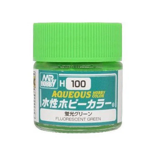 Mr Hobby (Gunze) H100 Aqueous Fluorescent Green Acrylic Paint 10ml
