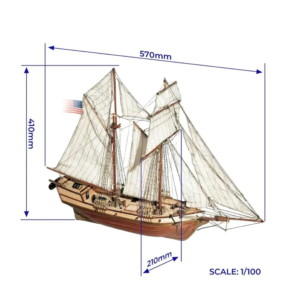 OcCre 12500 1/100 Albatros Wooden Model Ship Kit - Image 9