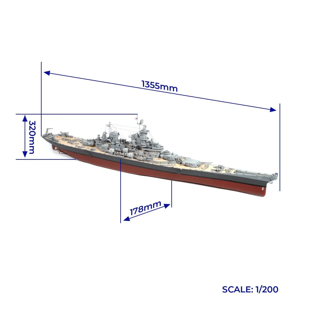 OcCre 16002 1/200 USS Missouri BB-63 Wooden Model Ship Kit - Image 11