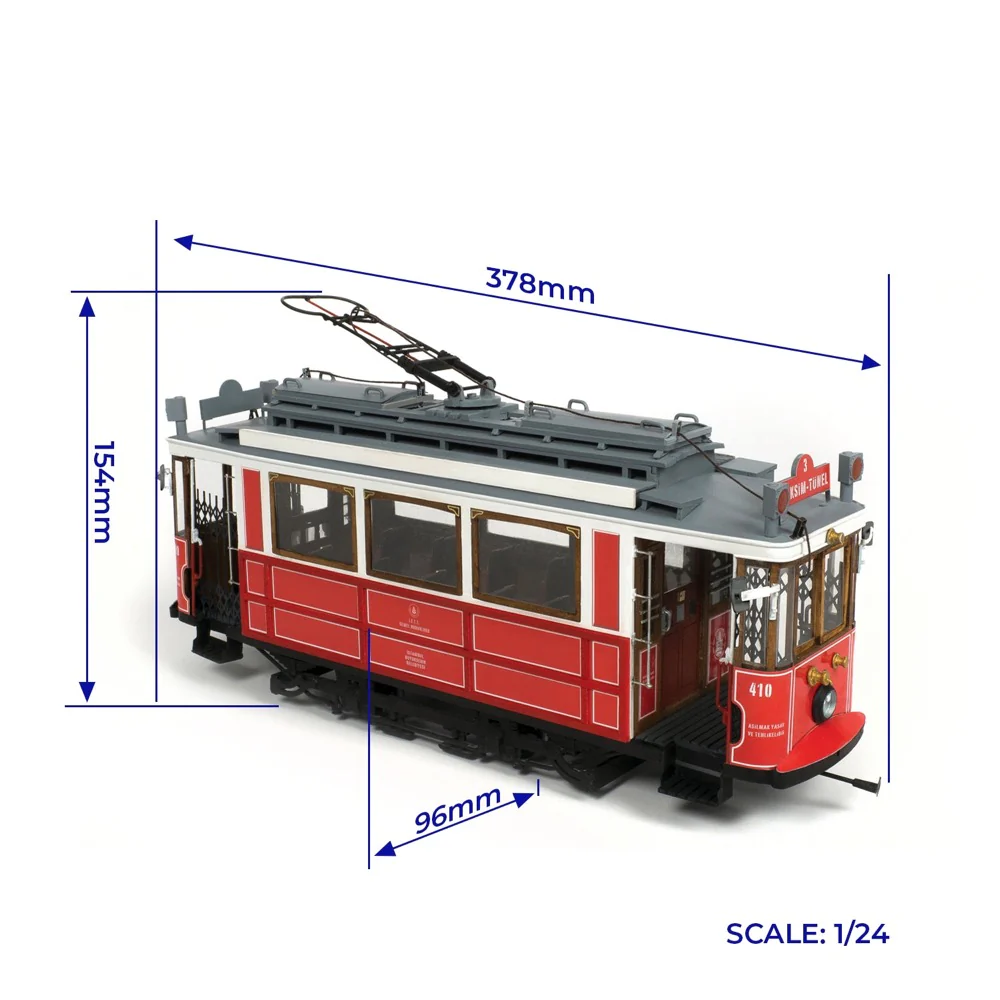 OcCre 53010 1/24 Istanbul Tram Wooden Model Kit - Image 2