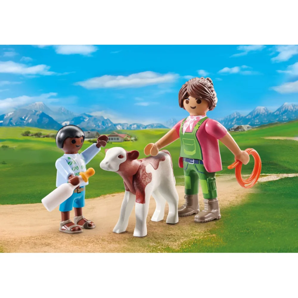 Playmobil 71803 Farmer with Calf - Image 3