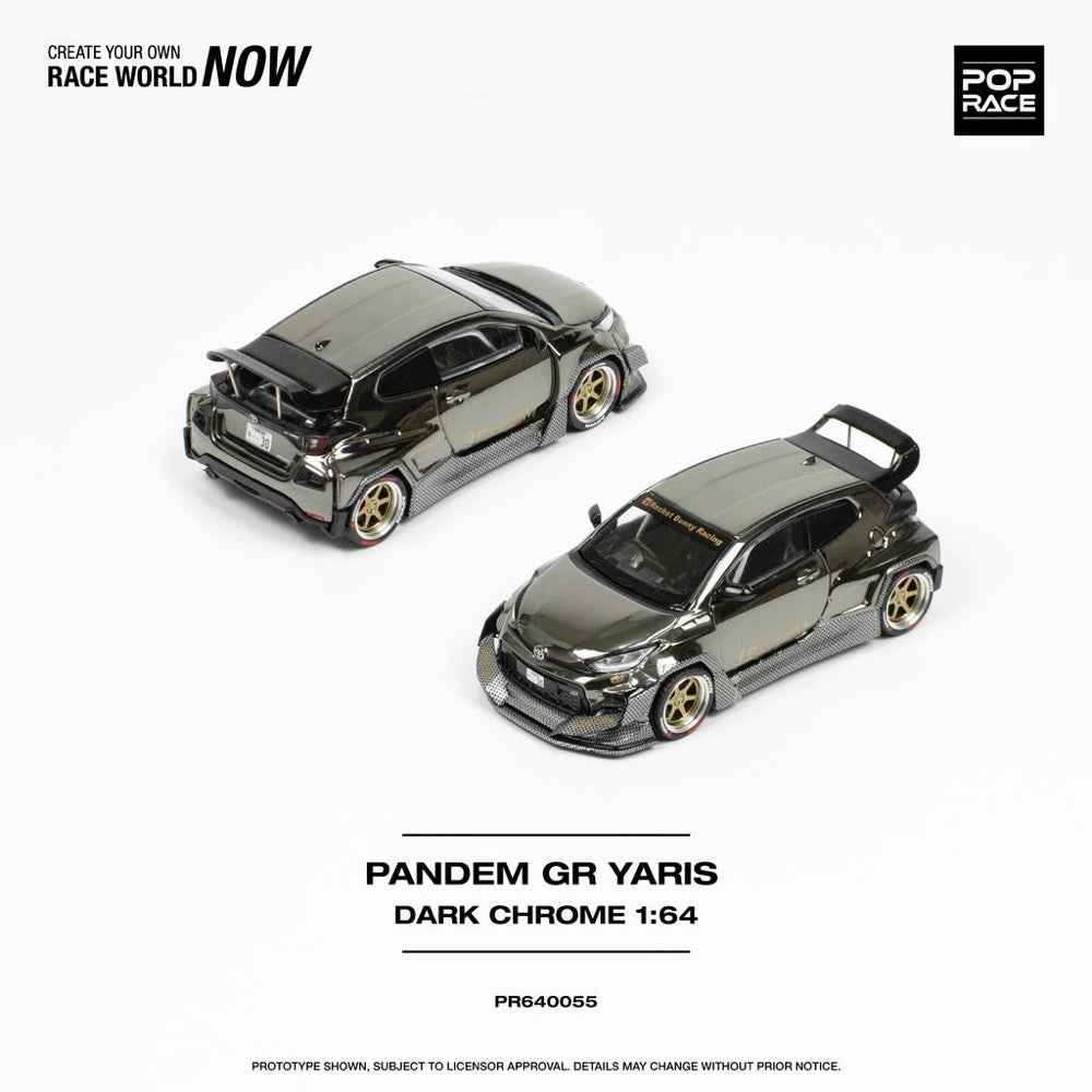 Pop Race 64-0055 1/64 Pandem GR Yaris Dark Chrome - Image 4