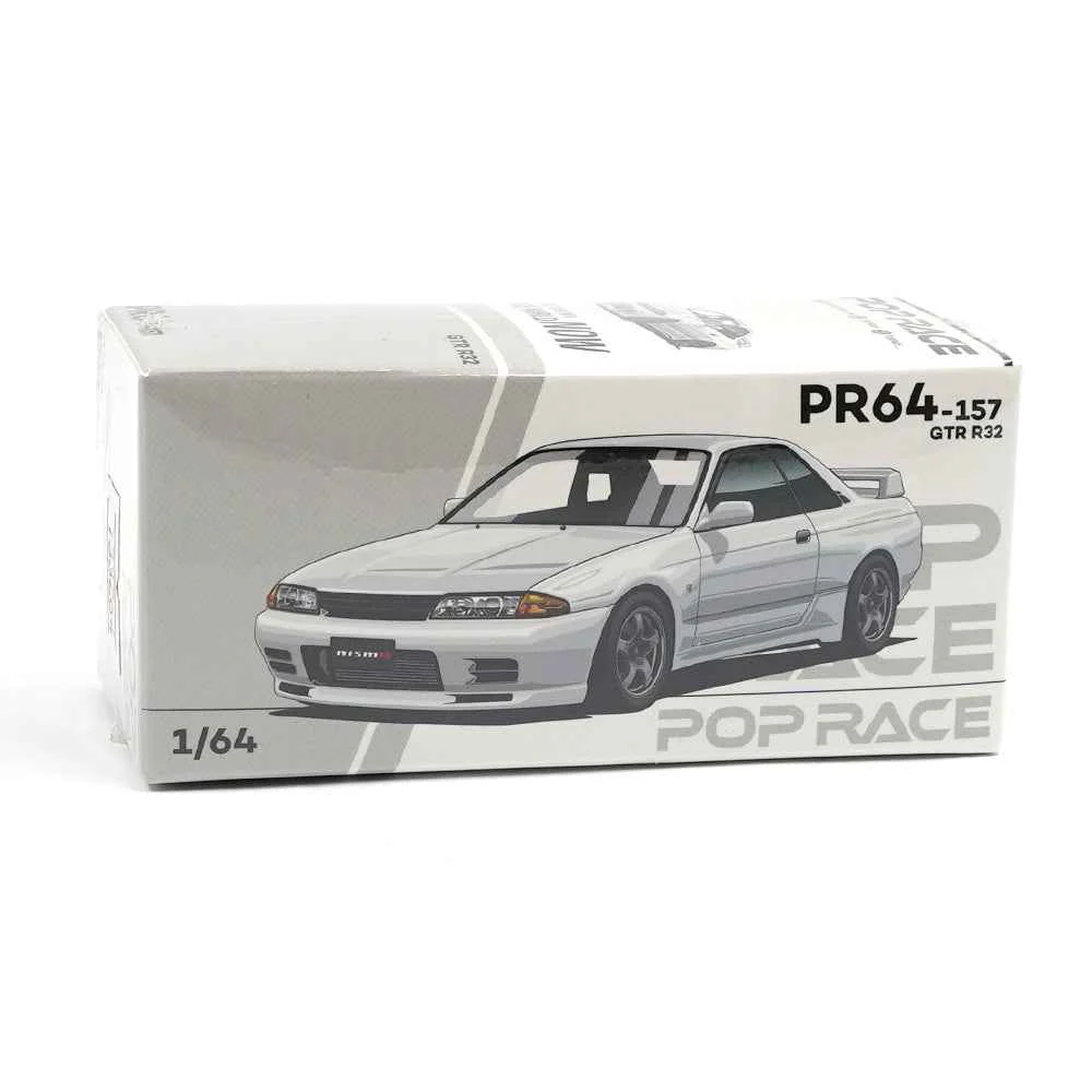 Pop Race 64-0157 1/64 Nissan Skyline GT-R R32 Crystal White - Image 9