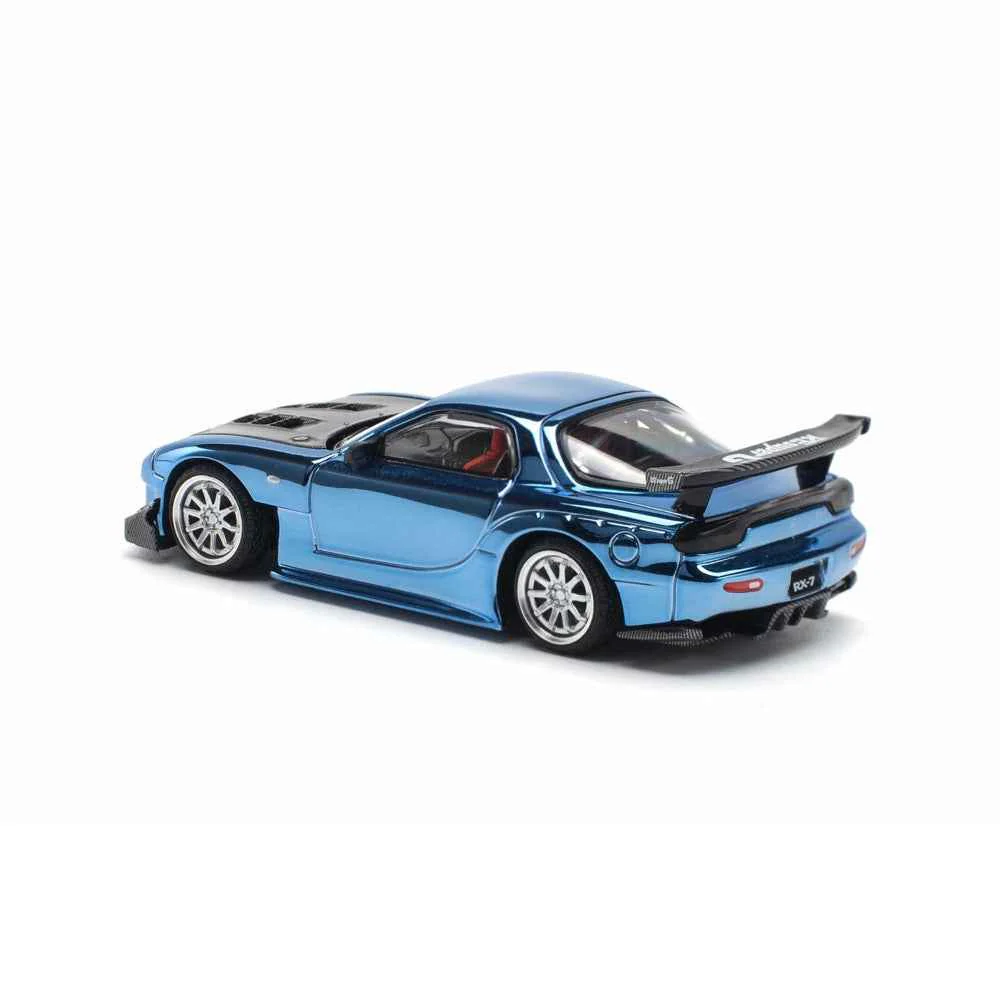 Pop Race 64-0223 1/64 Mazda RX7 RE-Amemiya Widebody Blue Chrome - Image 2