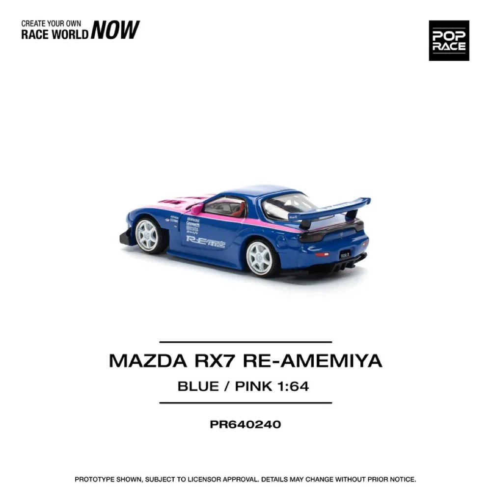Pop Race 64-0240 1/64 Mazda RX7 Re-Amemiya Blue/Pink - Image 4