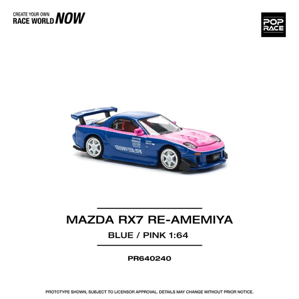 Pop Race 64-0240 1/64 Mazda RX7 Re-Amemiya Blue/Pink - Image 6