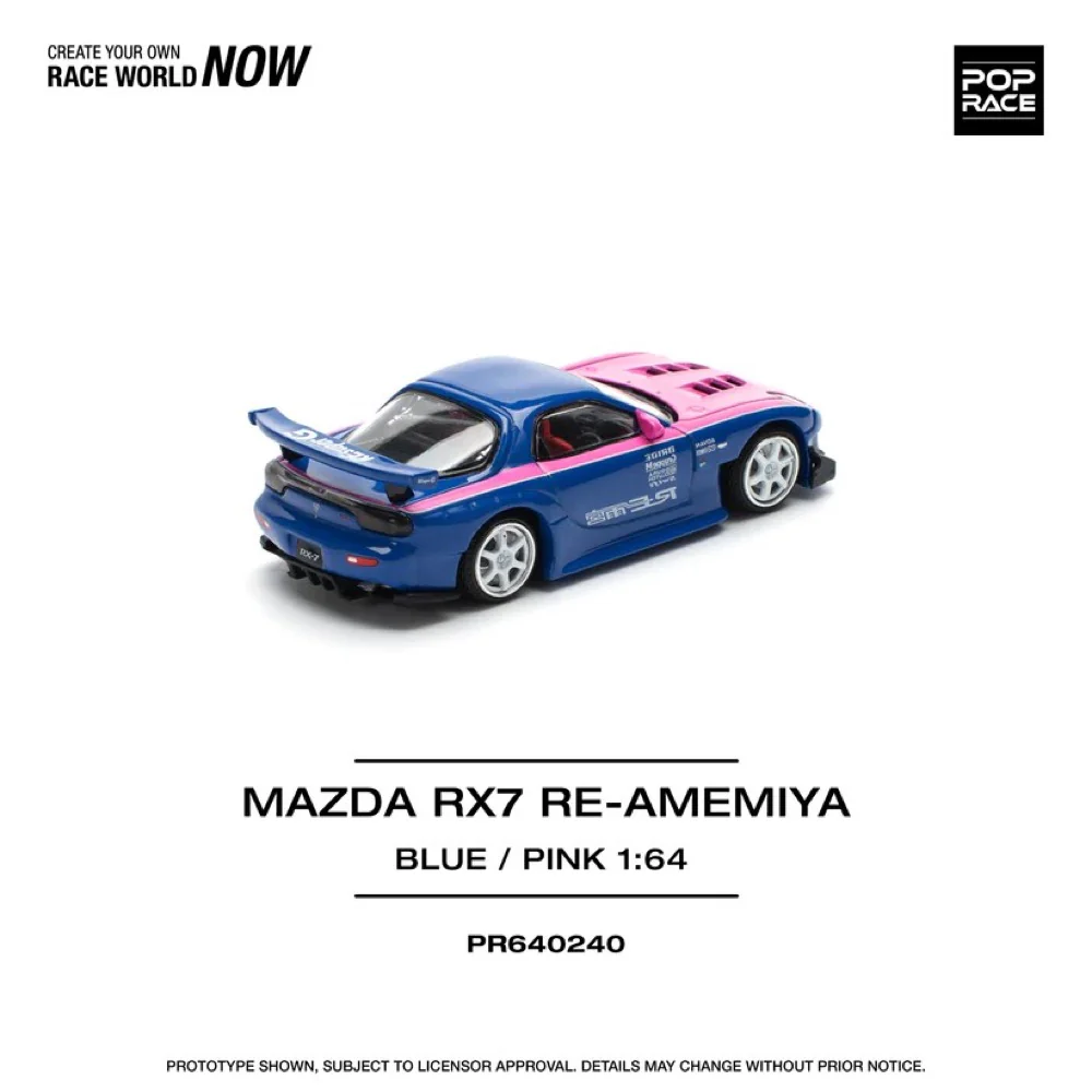 Pop Race 64-0240 1/64 Mazda RX7 Re-Amemiya Blue/Pink - Image 7