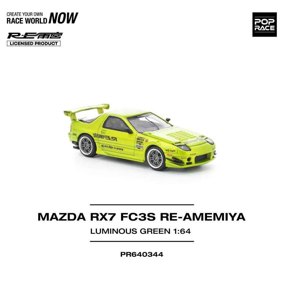 Pop Race 64-0344 1/64 Mazda RX7 FC3S Re-Amemiya Luminous Green - Image 4