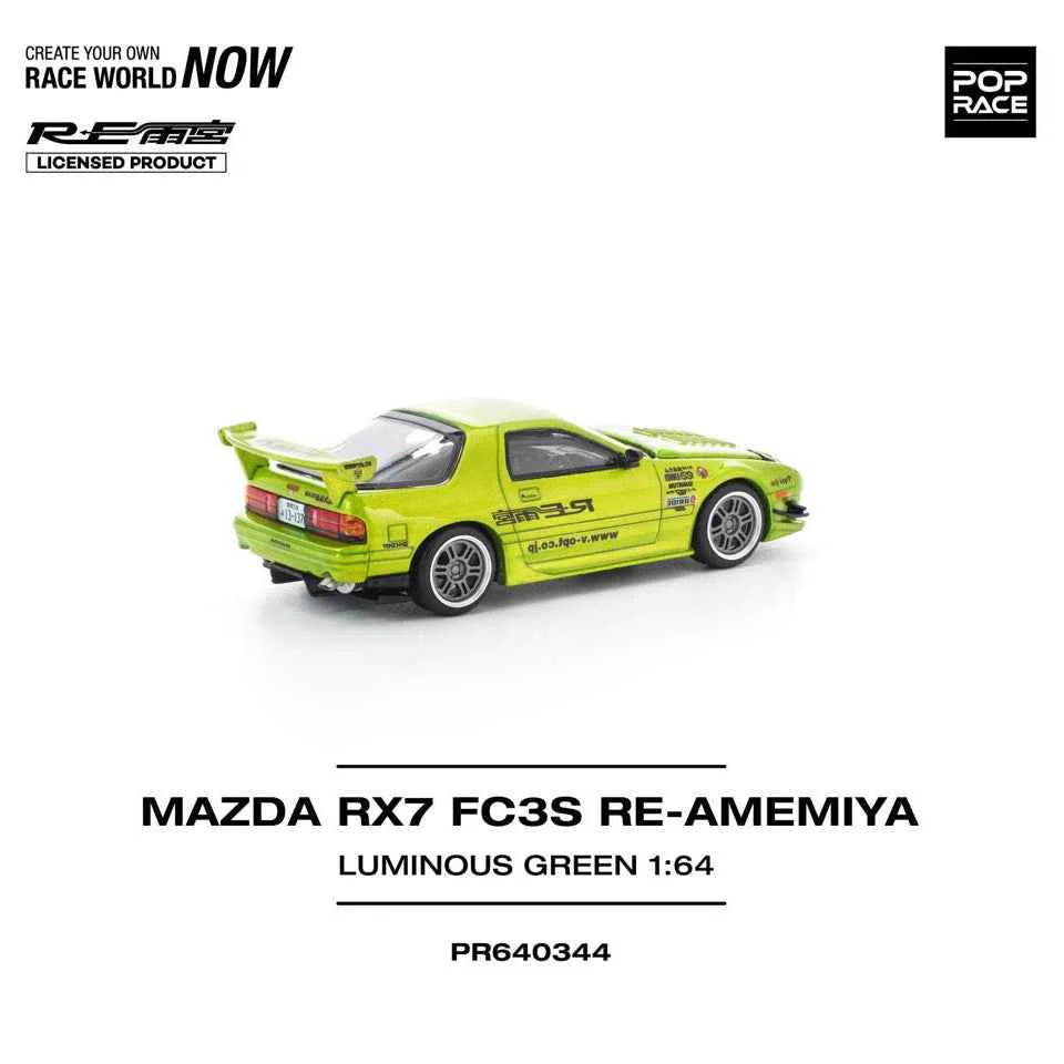 Pop Race 64-0344 1/64 Mazda RX7 FC3S Re-Amemiya Luminous Green - Image 6