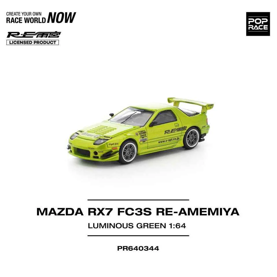 Pop Race 64-0344 1/64 Mazda RX7 FC3S Re-Amemiya Luminous Green - Image 9