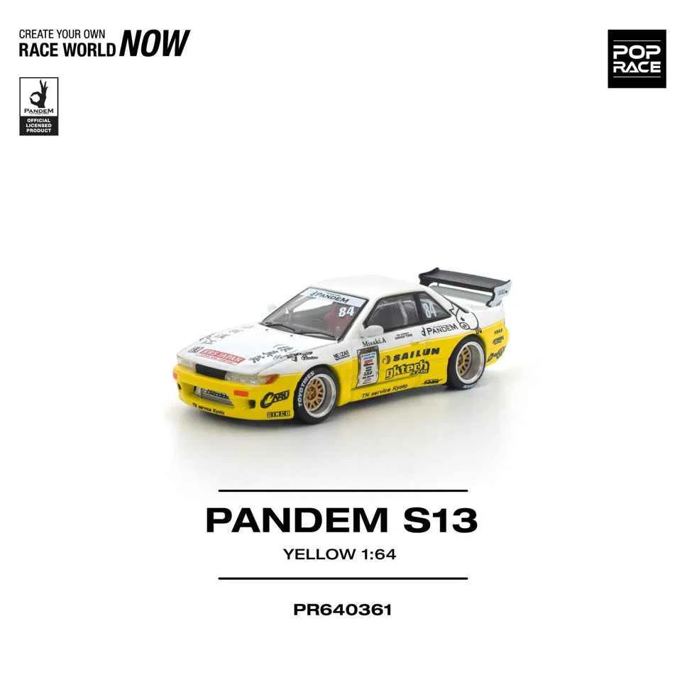 Pop Race 64-0361 1/64 Pandem Silvia S13 2020 D1 Lights Yellow/White - Image 7