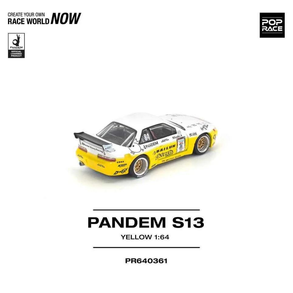 Pop Race 64-0361 1/64 Pandem Silvia S13 2020 D1 Lights Yellow/White - Image 9