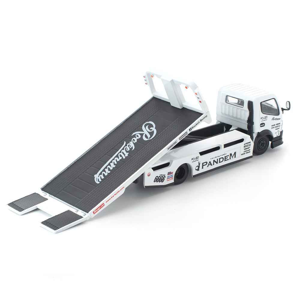Pop Race 640484 1/64 Pandem Hino 300 Flatbed Transporter White New Tooling - Image 2