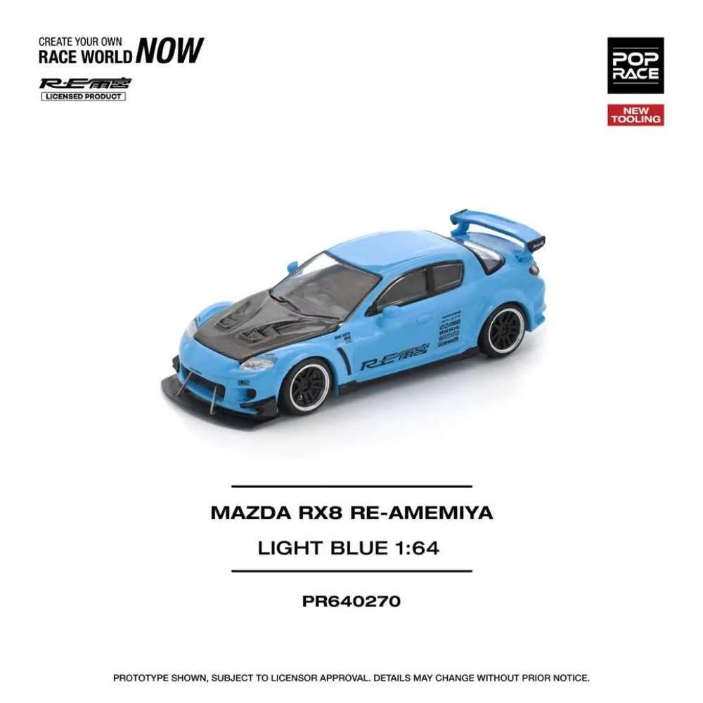 Pop Race PR64-0270 1/64 Mazda RX-8 Re-Amemiya Light Blue - Image 2