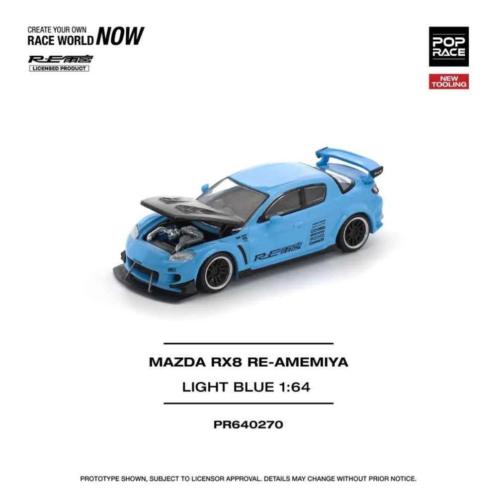 Pop Race PR64-0270 1/64 Mazda RX-8 Re-Amemiya Light Blue - Image 3